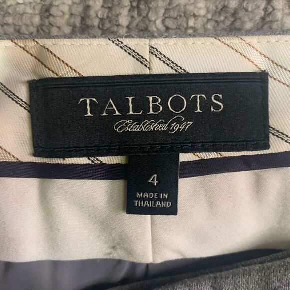 Talbots Womens Size 4 Wool Dress Pant Gray Flat Front Pockets Straight Leg Lined - Picture 2 of 7